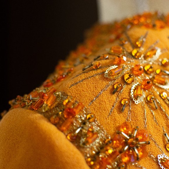 *Rare* 1960s Dynasty Orange Mod Sequined Dress - Picture 3 of 12
